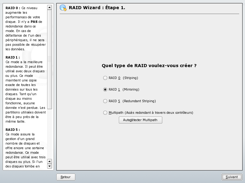 YAST - choosing RAID type